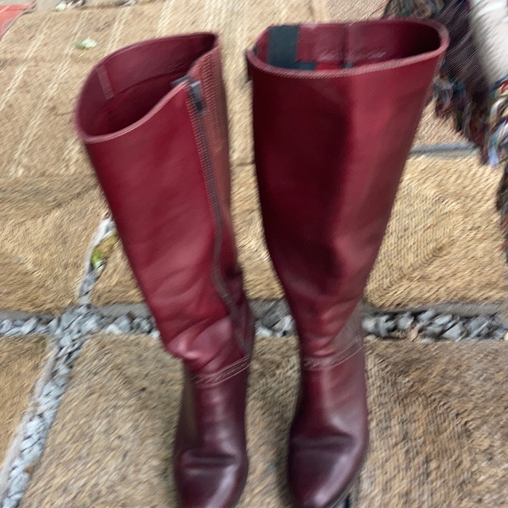 Burgundy red leather boots w/ Perelli soles.